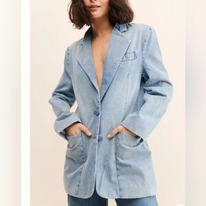AFRM The Agnes Oversized Denim Blazer size Small